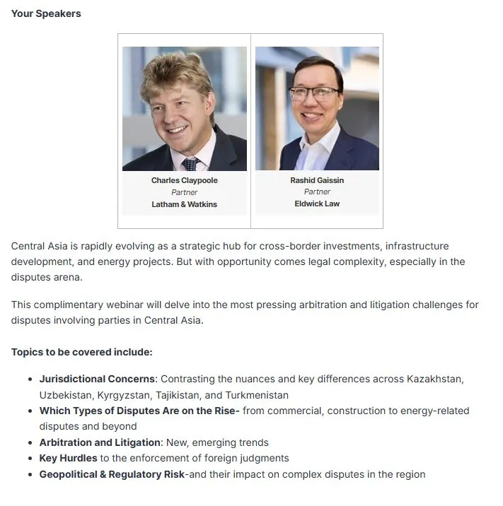 Current trends – Arbitration in Central Asia